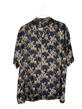 Vintage Polo By Ralph Lauren Mens XL Polo Player Equestrian Print 100% Silk